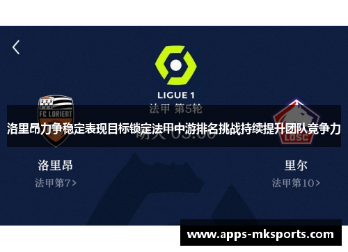 洛里昂力争稳定表现目标锁定法甲中游排名挑战持续提升团队竞争力