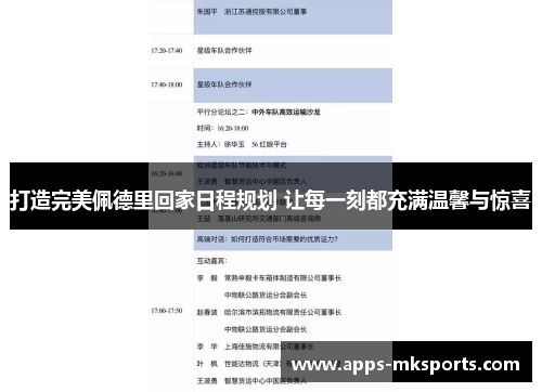 打造完美佩德里回家日程规划 让每一刻都充满温馨与惊喜