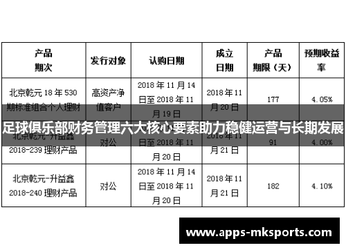足球俱乐部财务管理六大核心要素助力稳健运营与长期发展