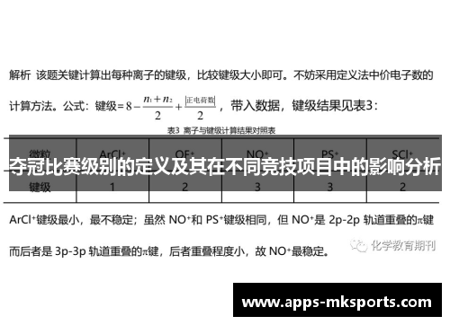 夺冠比赛级别的定义及其在不同竞技项目中的影响分析