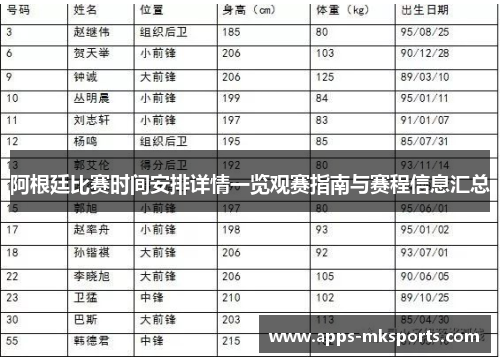 阿根廷比赛时间安排详情一览观赛指南与赛程信息汇总